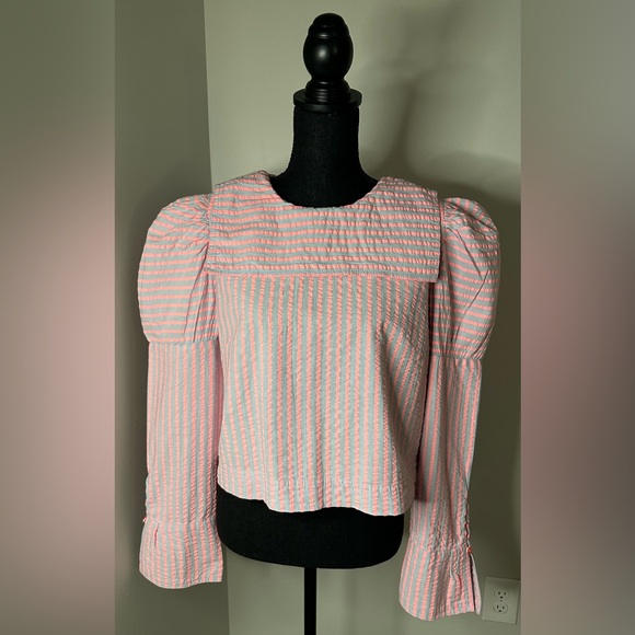 NWT! Maeve Puff-Sleeve Seersucker Blouse - Picture 5 of 8